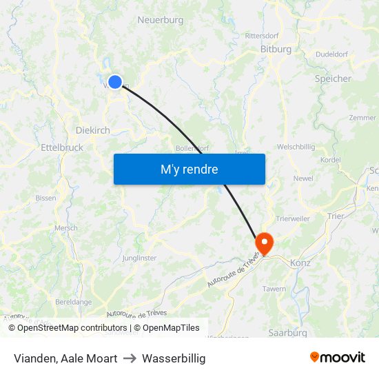 Vianden, Aale Moart to Wasserbillig map