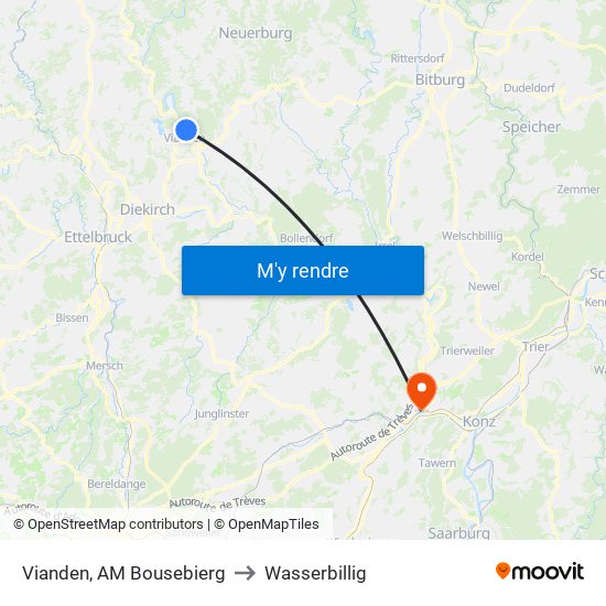 Vianden, AM Bousebierg to Wasserbillig map