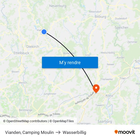 Vianden, Camping Moulin to Wasserbillig map