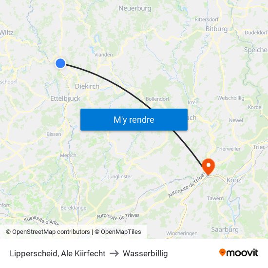 Lipperscheid, Ale Kiirfecht to Wasserbillig map