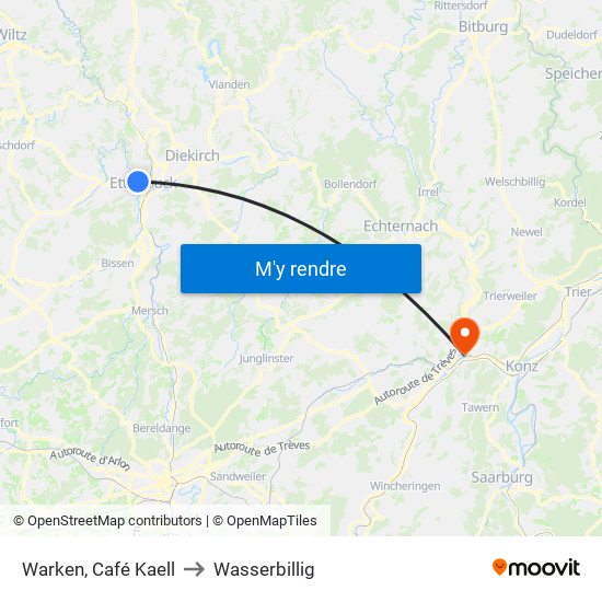 Warken, Café Kaell to Wasserbillig map