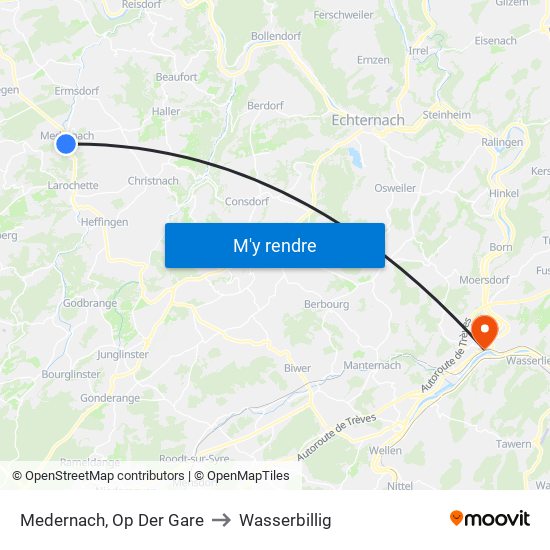 Medernach, Op Der Gare to Wasserbillig map