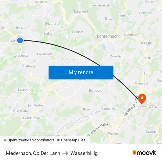 Medernach, Op Der Lann to Wasserbillig map