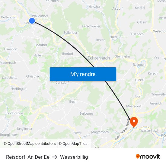 Reisdorf, An Der Ee to Wasserbillig map