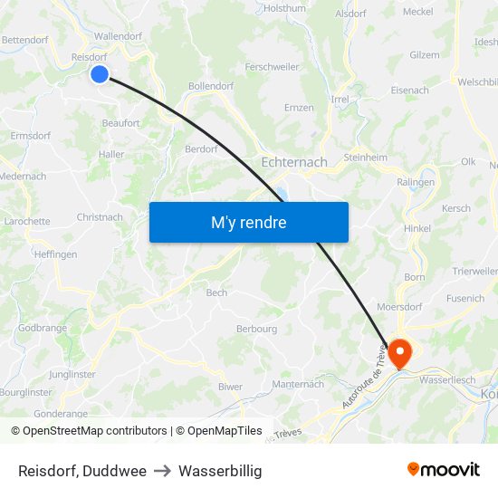 Reisdorf, Duddwee to Wasserbillig map