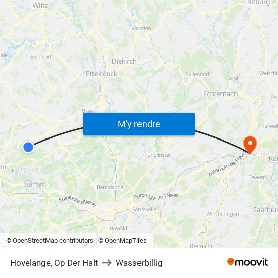 Hovelange, Op Der Halt to Wasserbillig map