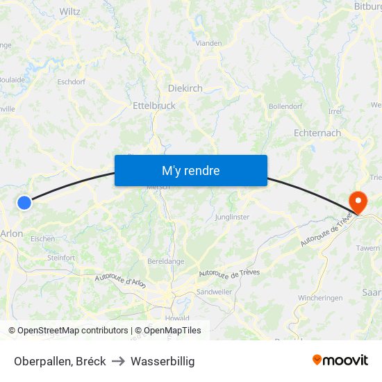 Oberpallen, Bréck to Wasserbillig map