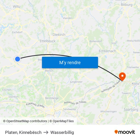 Platen, Kinnebësch to Wasserbillig map