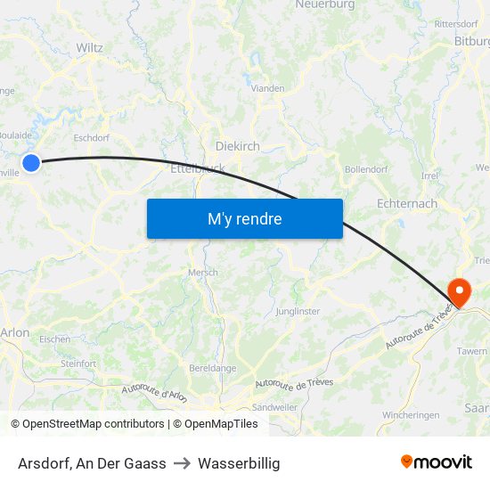 Arsdorf, An Der Gaass to Wasserbillig map