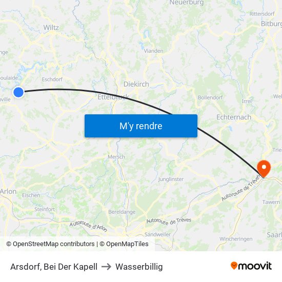 Arsdorf, Bei Der Kapell to Wasserbillig map