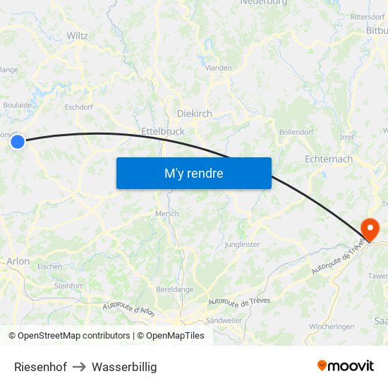 Riesenhof to Wasserbillig map