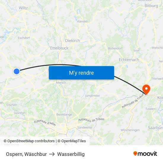 Ospern, Wäschbur to Wasserbillig map