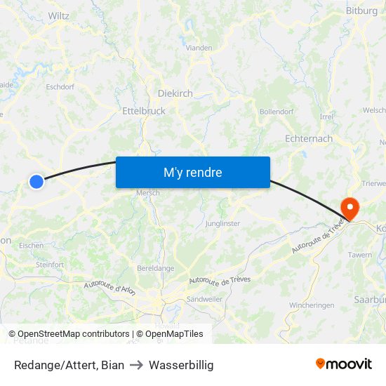 Redange/Attert, Bian to Wasserbillig map