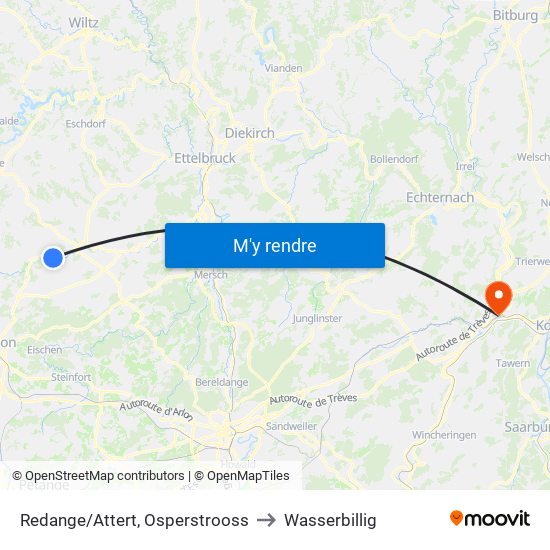 Redange/Attert, Osperstrooss to Wasserbillig map
