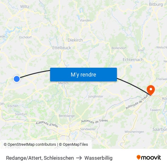 Redange/Attert, Schleisschen to Wasserbillig map