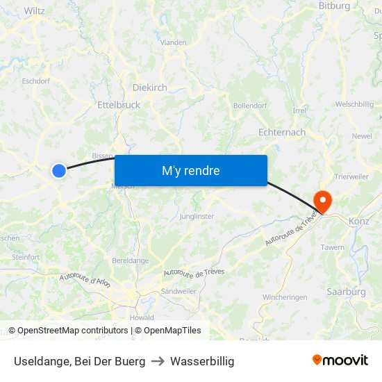 Useldange, Bei Der Buerg to Wasserbillig map