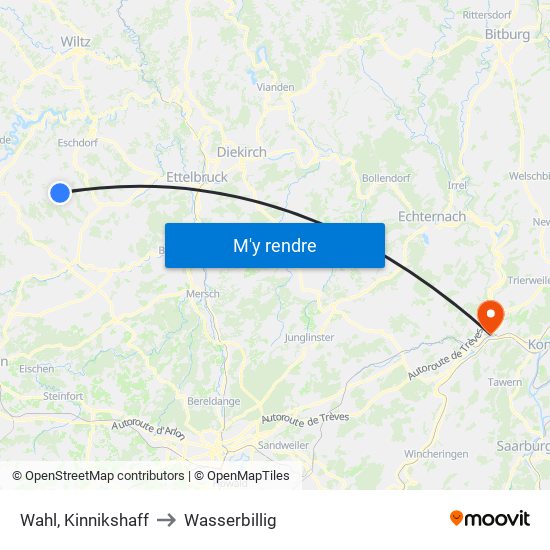Wahl, Kinnikshaff to Wasserbillig map
