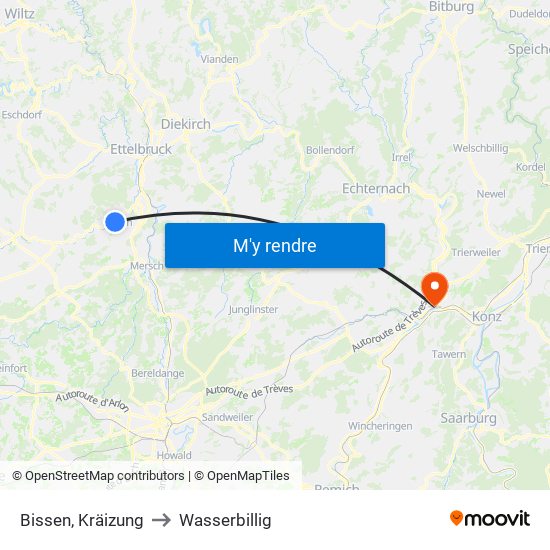 Bissen, Kräizung to Wasserbillig map