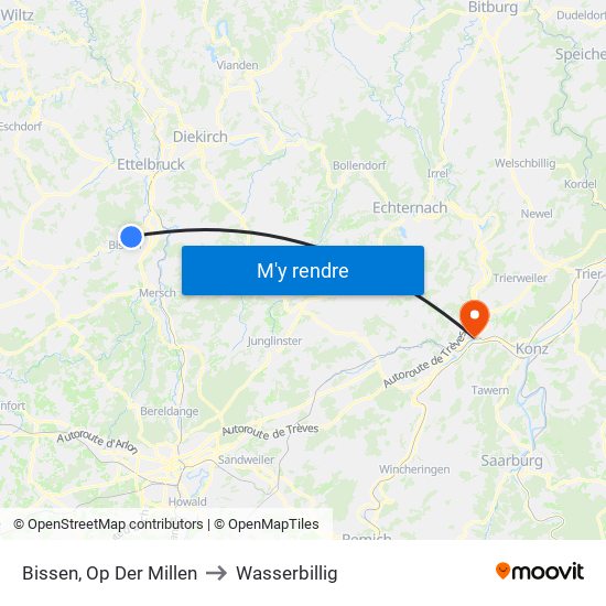 Bissen, Op Der Millen to Wasserbillig map