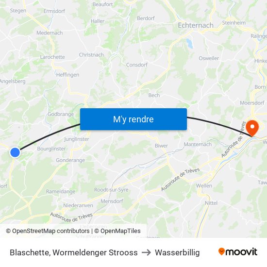 Blaschette, Wormeldenger Strooss to Wasserbillig map