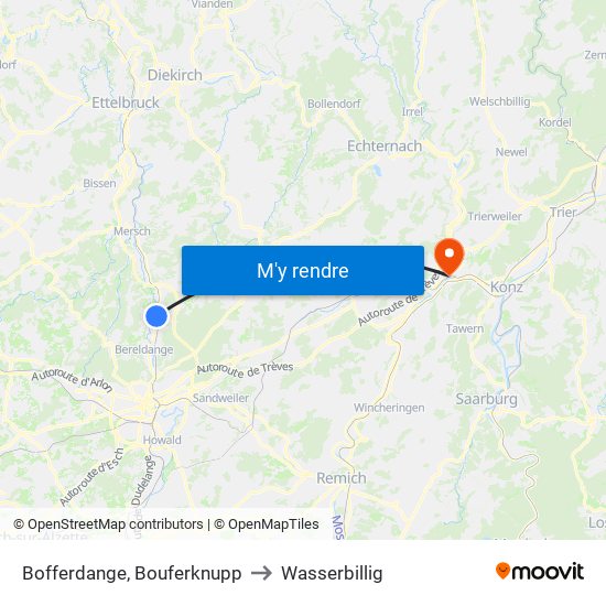 Bofferdange, Bouferknupp to Wasserbillig map