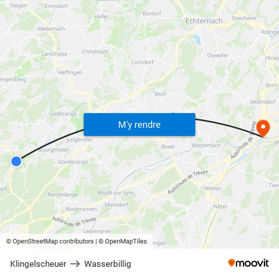 Klingelscheuer to Wasserbillig map