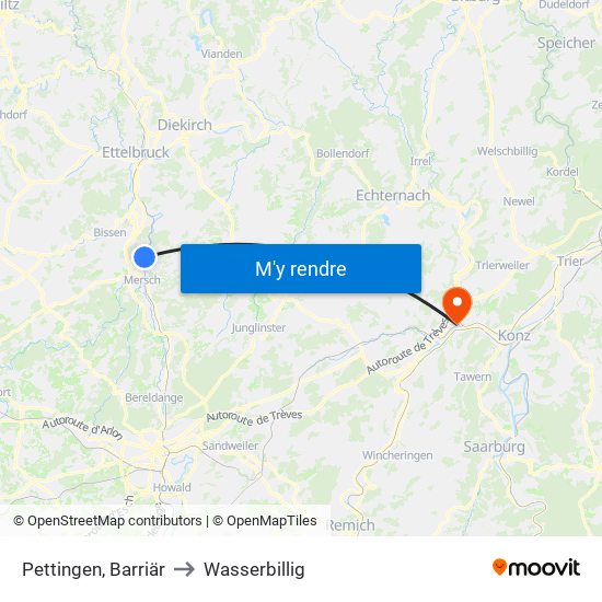 Pettingen, Barriär to Wasserbillig map