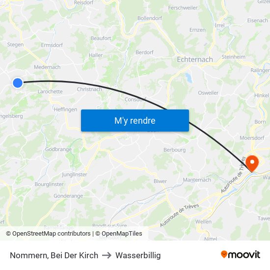 Nommern, Bei Der Kirch to Wasserbillig map