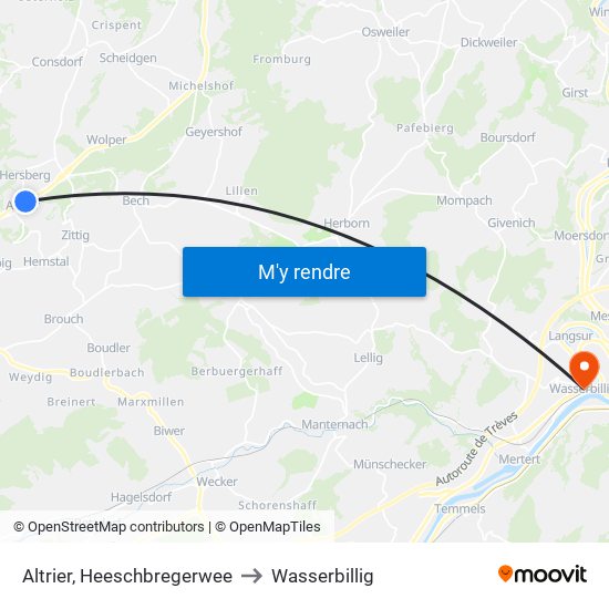 Altrier, Heeschbregerwee to Wasserbillig map