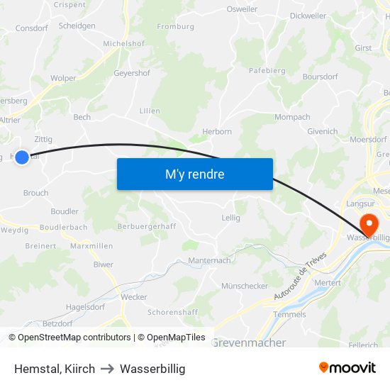 Hemstal, Kiirch to Wasserbillig map