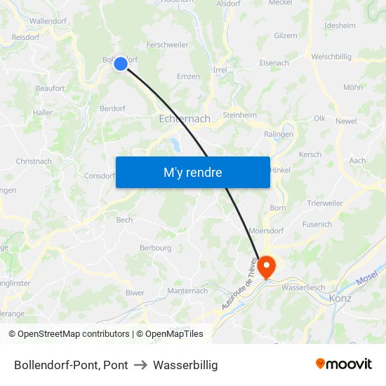 Bollendorf-Pont, Pont to Wasserbillig map