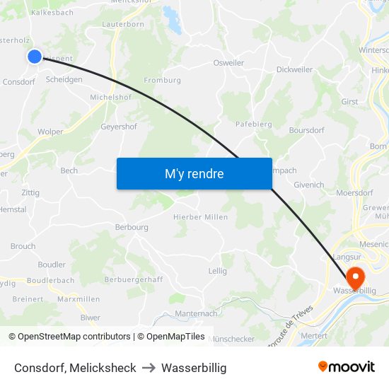 Consdorf, Melicksheck to Wasserbillig map