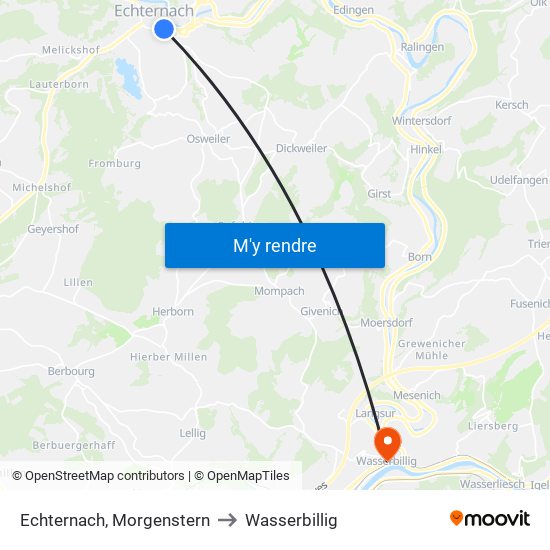 Echternach, Morgenstern to Wasserbillig map