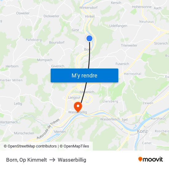 Born, Op Kimmelt to Wasserbillig map