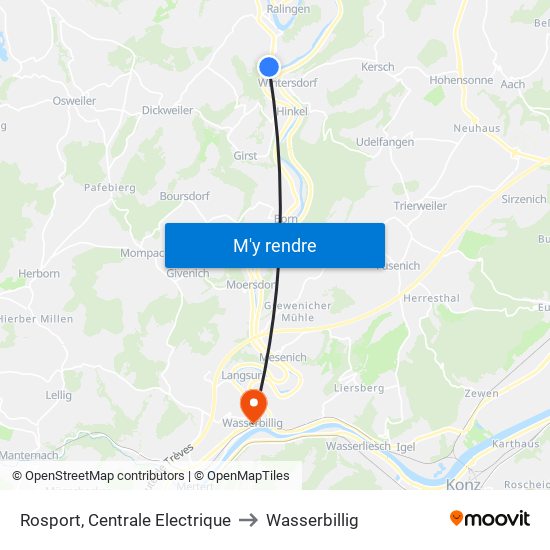 Rosport, Centrale Electrique to Wasserbillig map