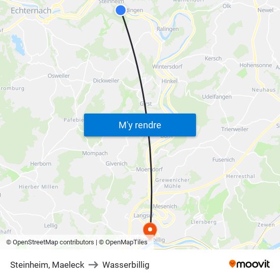 Steinheim, Maeleck to Wasserbillig map