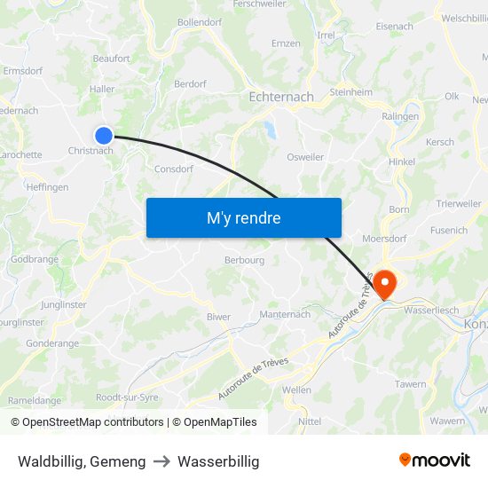 Waldbillig, Gemeng to Wasserbillig map