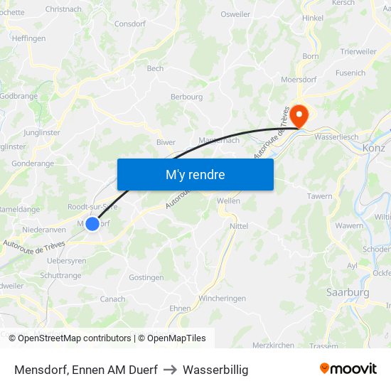 Mensdorf, Ennen AM Duerf to Wasserbillig map