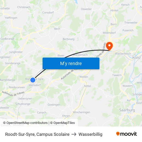 Roodt-Sur-Syre, Campus Scolaire to Wasserbillig map