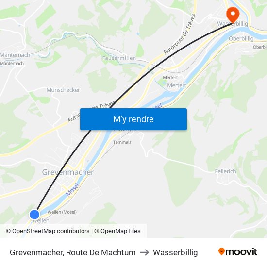 Grevenmacher, Route De Machtum to Wasserbillig map