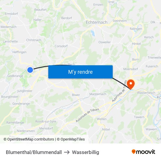 Blumenthal/Blummendall to Wasserbillig map