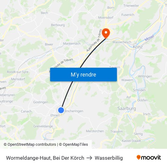 Wormeldange-Haut, Bei Der Körch to Wasserbillig map