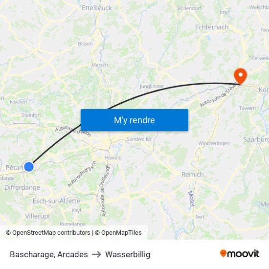 Bascharage, Arcades to Wasserbillig map