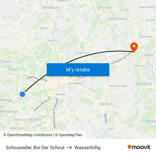 Schouweiler, Bei Der Schoul to Wasserbillig map