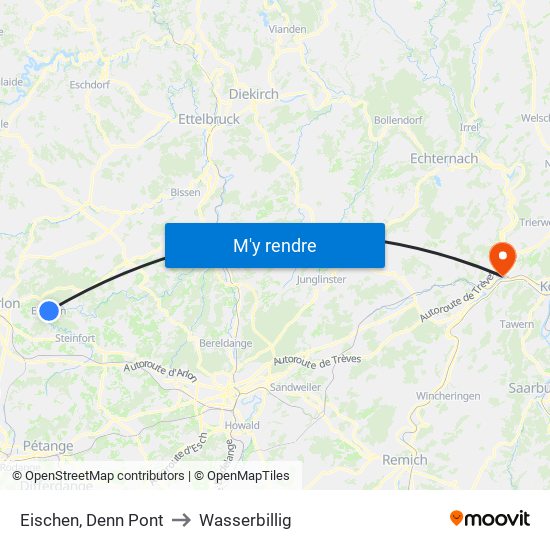 Eischen, Denn Pont to Wasserbillig map