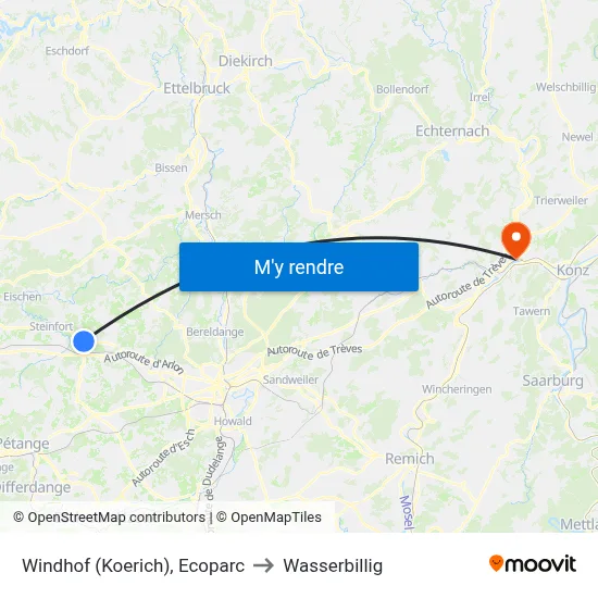 Windhof (Koerich), Ecoparc to Wasserbillig map