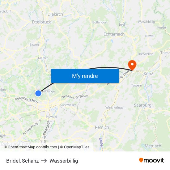 Bridel, Schanz to Wasserbillig map