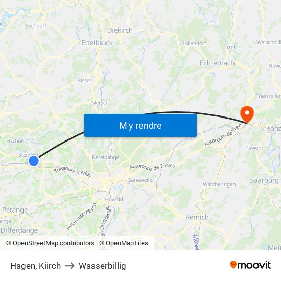 Hagen, Kiirch to Wasserbillig map