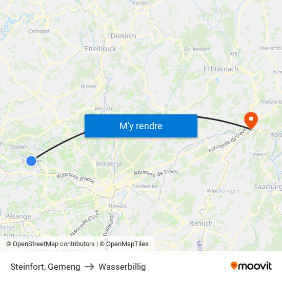 Steinfort, Gemeng to Wasserbillig map