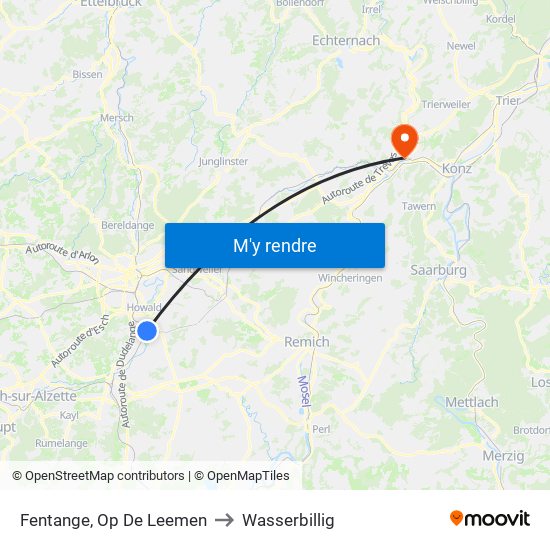 Fentange, Op De Leemen to Wasserbillig map